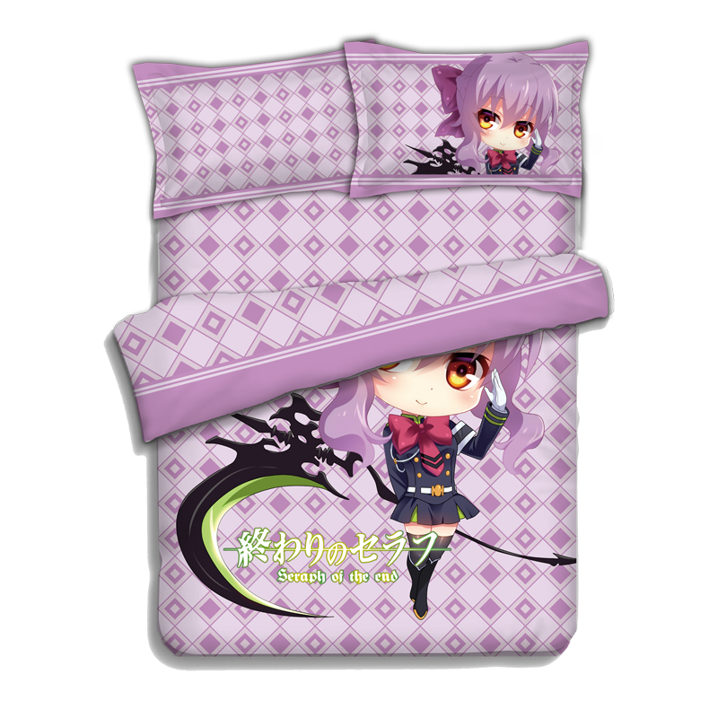 Seraph of the end Anime 4 Pieces Bedding Sets,Bed Sheet Duvet Cover with Pillow Covers